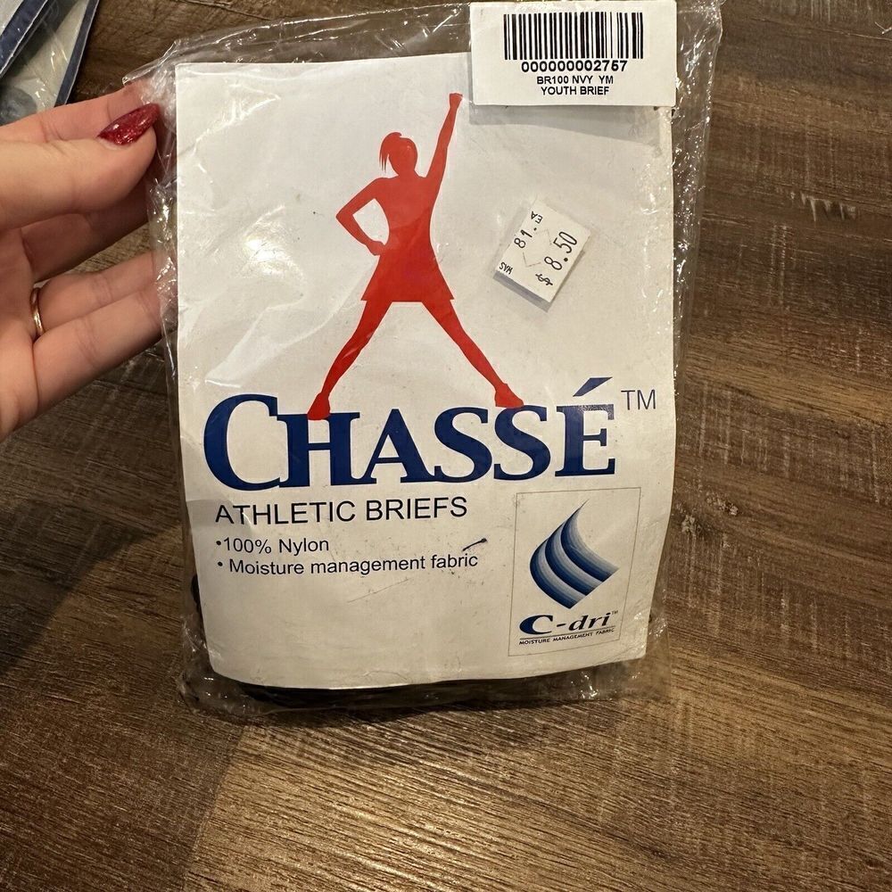 Chasse' Athletic Briefs C-Dri Nylon‎ BR100 Navy YM Youth Medium Brief opened --